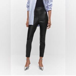 Mango Black Ankle-Length Pants faux leather